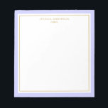 Elegant Periwinkle Gold Personalised Notepad<br><div class="desc">This notepad features elegant and minimalist thick periwinkle border and thin gold border. Personalise it with your name or company name.</div>