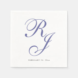 Elegant Periwinkle Monogram Wedding Napkins