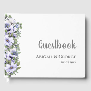 Elegant Periwinkle Purple Florals Wedding Guest Book