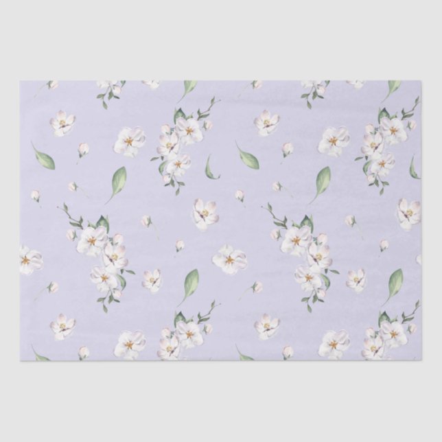 Elegant Periwinkle Spring Watercolor Floral Tissue Paper (Front)