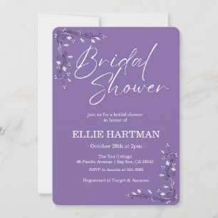 Elegant Periwinkle Wildflower Bridal Shower  Invitation