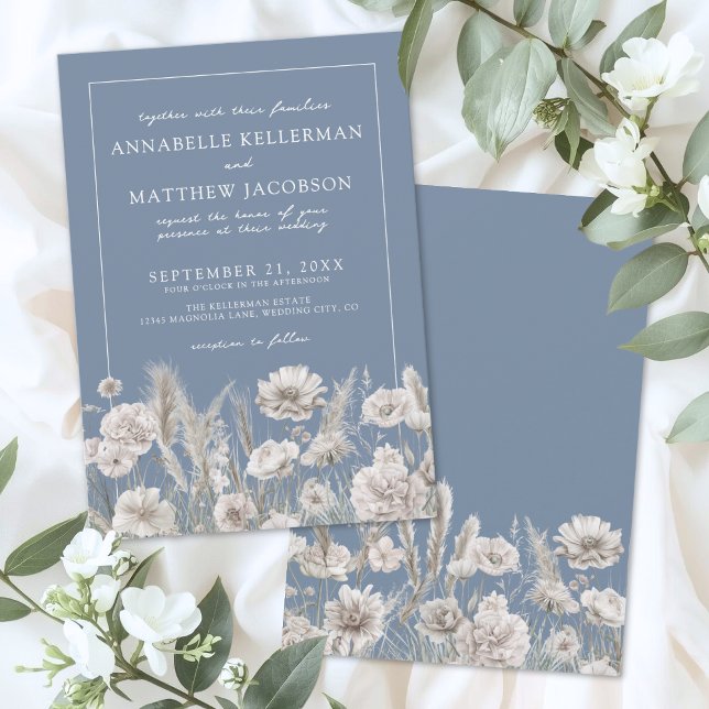 Elegant Periwinkle Wildflower Wedding Invitation (Elegant Periwinkle Wildflower Wedding Invitation)