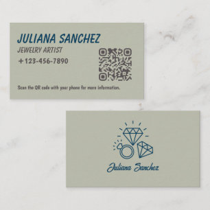 Elegant Permanent Jewellery Artist QR Code Busines Business Card