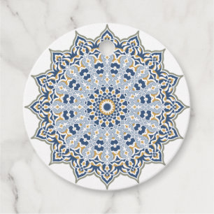 Elegant Persian Blue Arabesque Oriental Decoration Favour Tags
