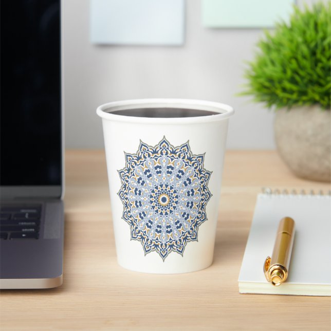 Elegant Persian Blue Arabesque Oriental Decoration Paper Cups (Insitu)