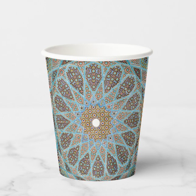 Elegant Persian Blue Arabesque Oriental Decoration Paper Cups (Front)