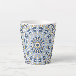 Elegant Persian Blue Arabesque Oriental Pattern Latte Mug