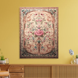 Elegant Persian Floral Rug Stretched Canvas Print