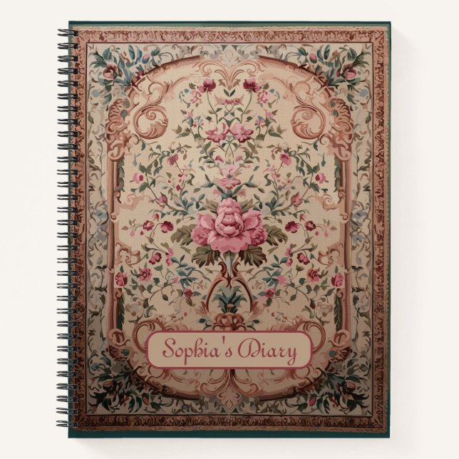 Elegant Persian Floral Spiral Notebook (Front)