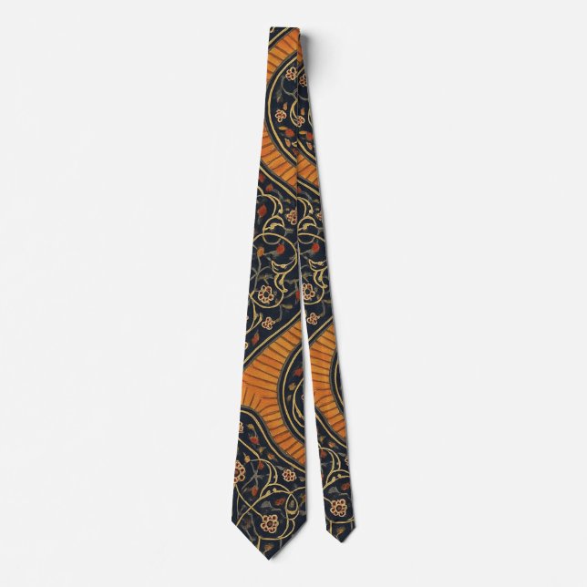 Elegant Persian Pattern Tie – Gold & Black Classic (Front)