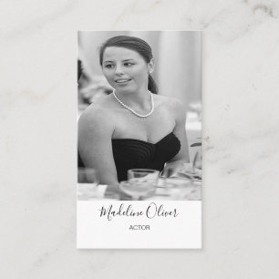 Elegant Personal Photograph Stylish  Black White Business Card