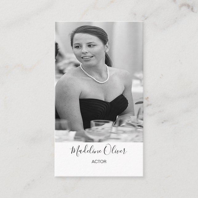 Elegant Personal Photograph Stylish  Black White Business Card (Front)