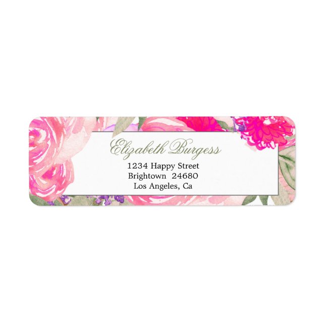 Elegant Personal Pink Rose Return Address (Front)