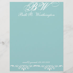 Elegant Personalisation Custom Preppy Monogram Personalised Letterhead