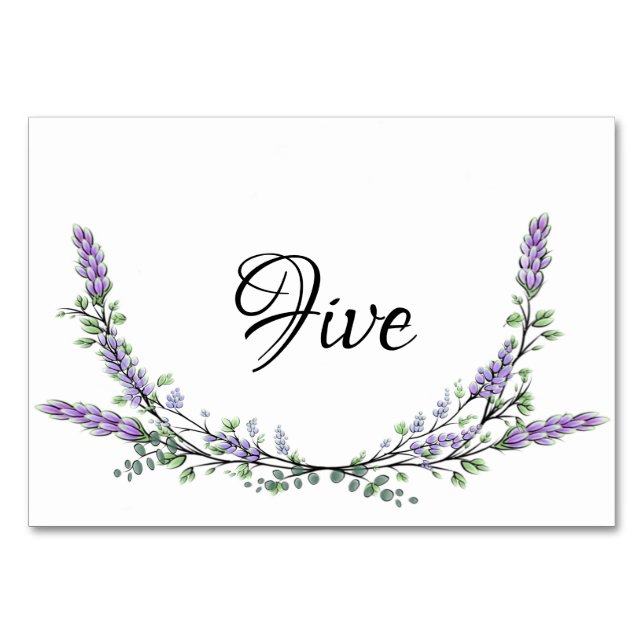 Elegant personalise lavender eucalyptus   table number (Front)