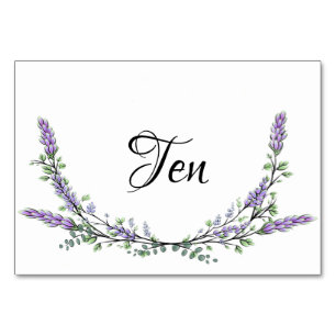 Elegant personalise lavender eucalyptus table number