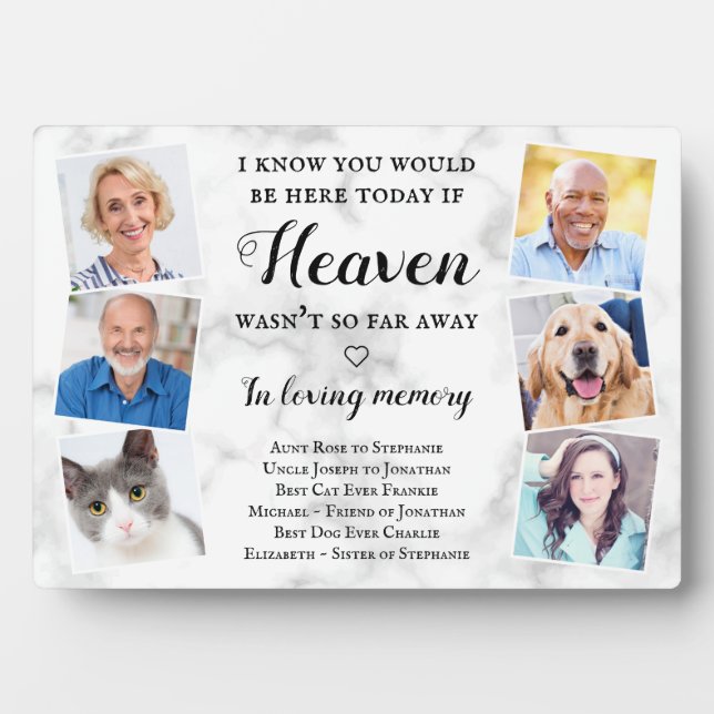 Elegant Personalise Photo Heaven Wedding Memorial Plaque (Front)