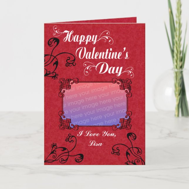 Elegant personalise Photo Valentine’s Day Card (Front)