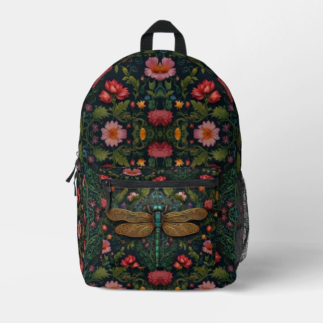 Elegant Personalise Vintage dragonfly boho chic Printed Backpack (Front)