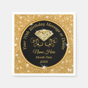 Elegant, Personalised 70th Birthday Napkins