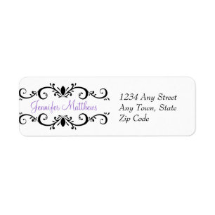 Elegant Personalised Address Labels Swirls Purple