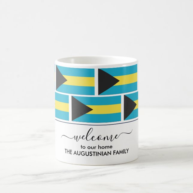 Elegant Personalised BAHAMAS FLAG Welcome Coffee Mug (Center)