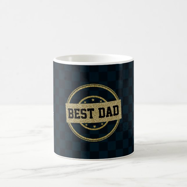 Elegant Personalised Best Dad Gold Glitter Coffee Mug (Center)