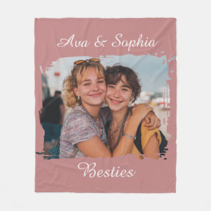 Elegant Personalised Best Friends Family Photo Fleece Blanket