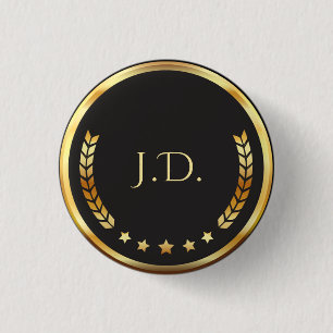Elegant Personalised Black and Gold 3 Cm Round Badge
