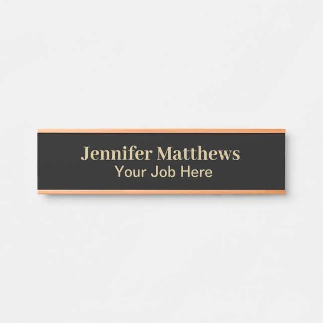 Elegant Personalised black and gold  Door Sign (Front)