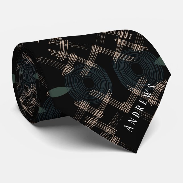 Elegant Personalised Black And Green  Tie (Rolled)