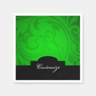 Elegant Personalised Black & Green Napkins