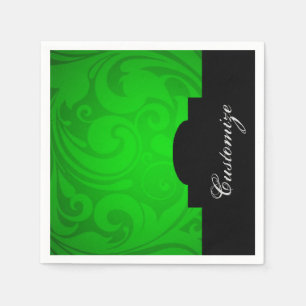 Elegant Personalised Black & Green Napkins 2