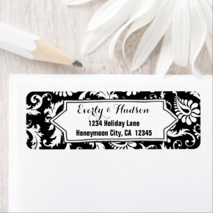 Elegant Personalised Black & White Floral Damask
