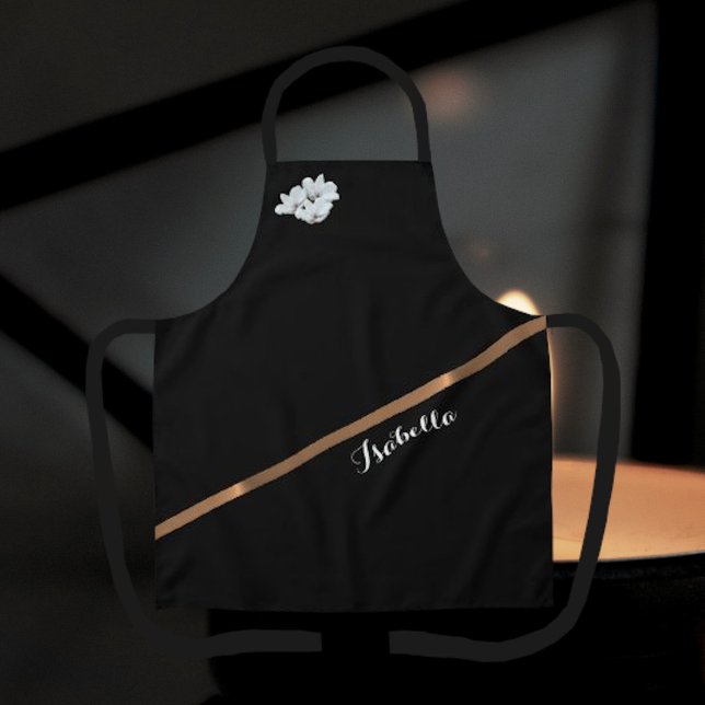 Elegant Personalised Black White Minimalist Apron (Creator Uploaded)