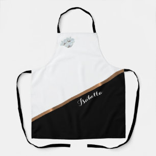 Elegant Personalised Black White Minimalist Apron