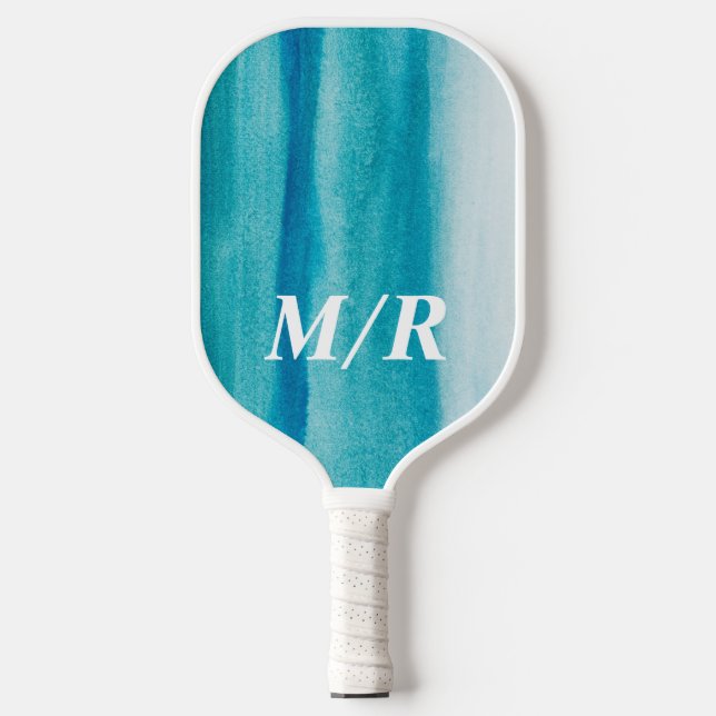 Elegant Personalised Blue Ombre Texture Pickleball Paddle (Front)
