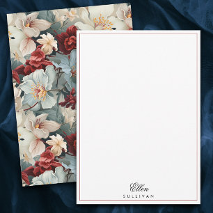 Elegant Personalised Blue/Ruby Red Floral Card