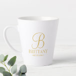 Elegant Personalised Bridesmaid  Latte Mug<br><div class="desc">Elegant Personalised Bridesmaid Gifts featuring personalised monogram in elegant script font style with bridesmaid's name and title in classic serif font style. Also perfect for Maid of Honour, Flower Girl, Mother of the Bride and more. Please Note: The foil details are simulated in the artwork. No actual foil will be...</div>