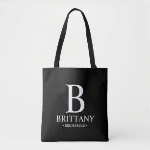Elegant Personalised Bridesmaid Monogram and Name  Tote Bag