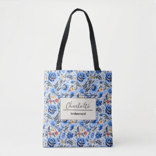 Elegant Personalised Bridesmaid Monogram Name Tote Bag