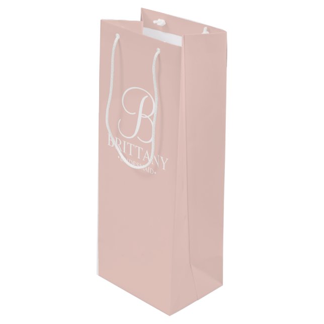 Elegant Personalised Bridesmaid Wine Gift Bag (Front Angled)