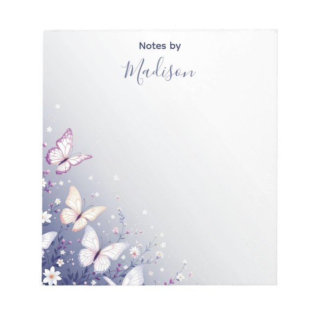 Elegant Personalised Butterfly Garden  Notepad (Front)