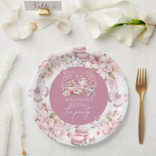 Elegant Personalised Cherry Blossom Bridal Tea Paper Plate