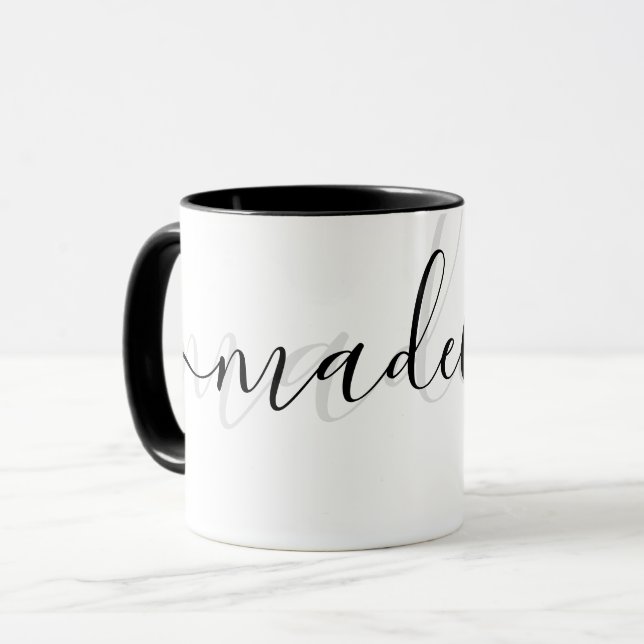 Elegant Personalised chic Modern Grey and black  Mug (Front Left)