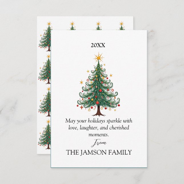 Elegant Personalised Christmas Card  (Front/Back)