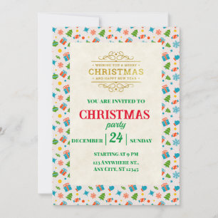 Elegant Personalised Christmas Holiday Pattern Invitation