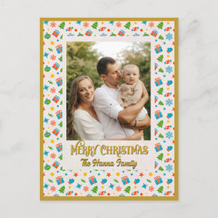 Elegant Personalised Christmas Holiday Pattern Postcard