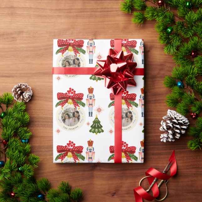 Elegant Personalised Christmas Photo Wrapping Paper (Holiday Gift)