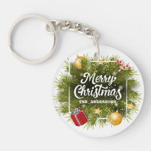 Elegant Personalised Christmas Tree Keychain